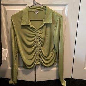 Ruched Button Down Blouse